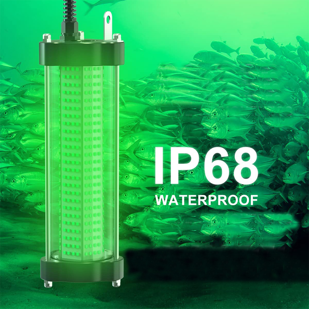 300W Deep Drop Fishing Light Underwater 5M LED Submersible Fishing Light  Fish Lure Bait Finder Lamp Squid Attracting 12V Green Emitting Color: DC12V  Type, Wattage: 140W - Green