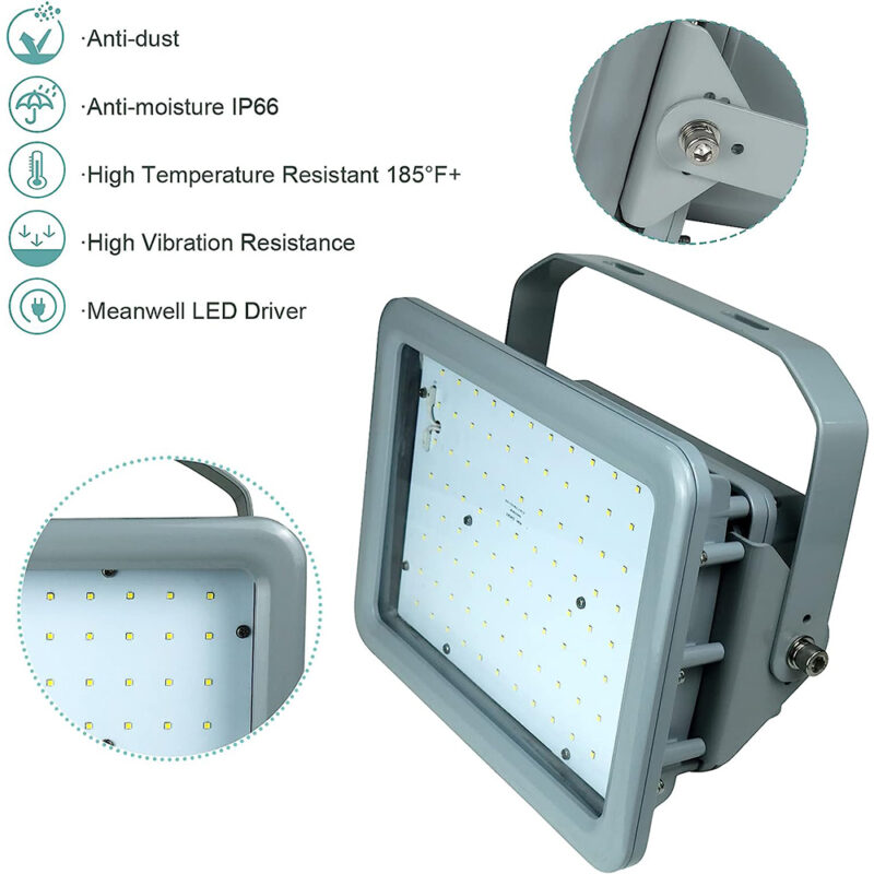 Explosion Proof Flood Light 80W 100W 100-277V Class 1 Div 2