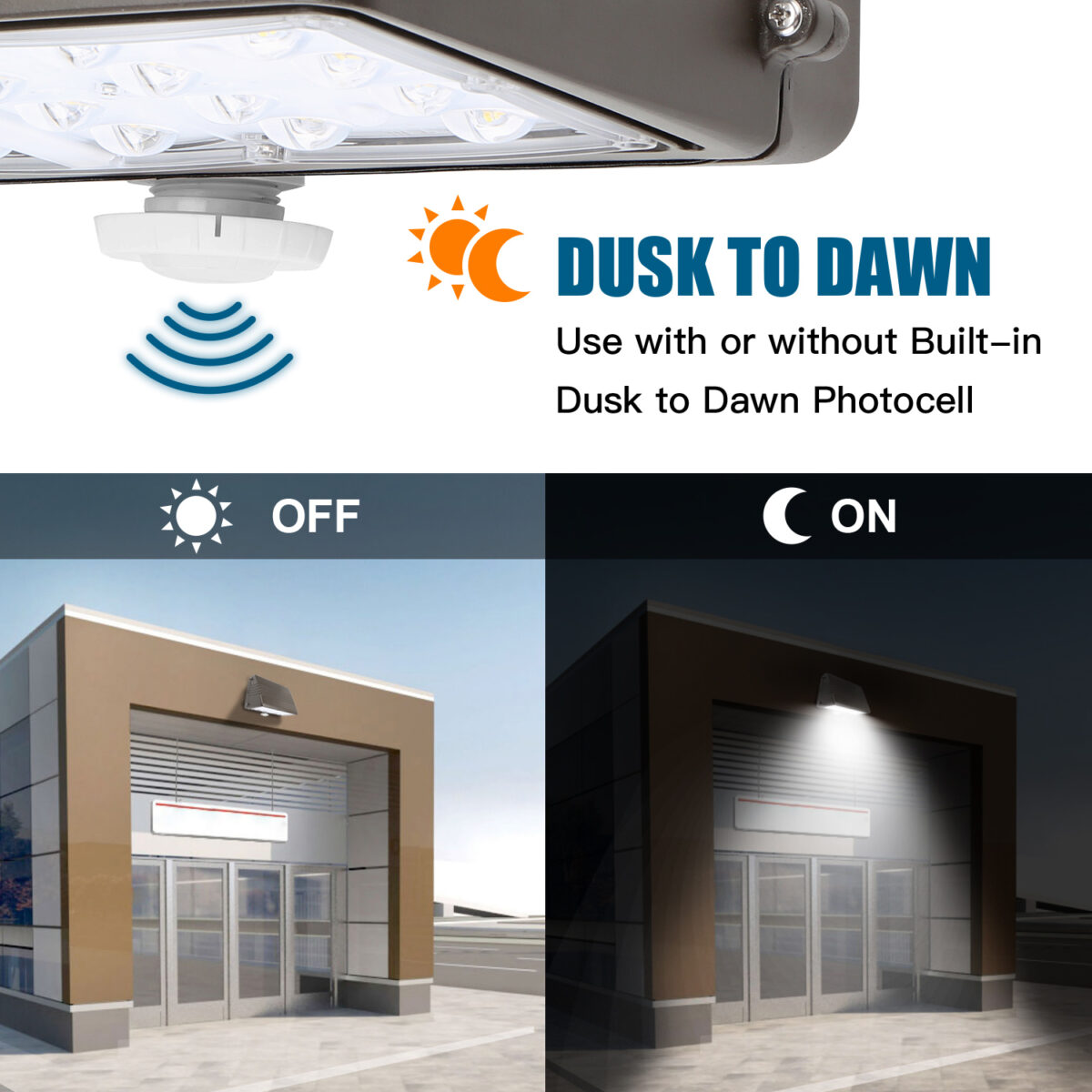 led wall pack light with photocell