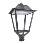 black led post top area light